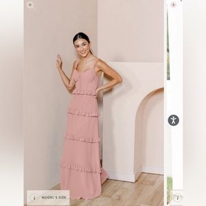 Revelry Sloane Chiffon Dress in Blushing Bride. Size 8 minimal alterations